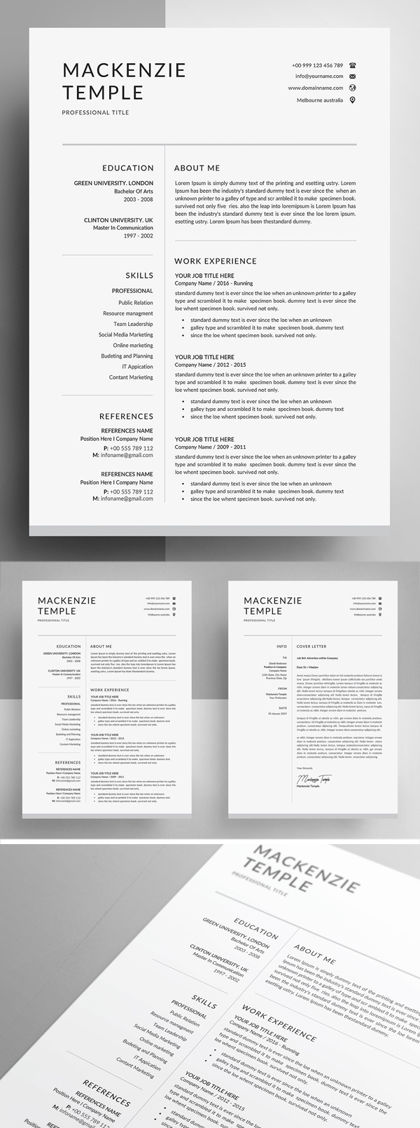 Resume Template | CV Cover Letter Design