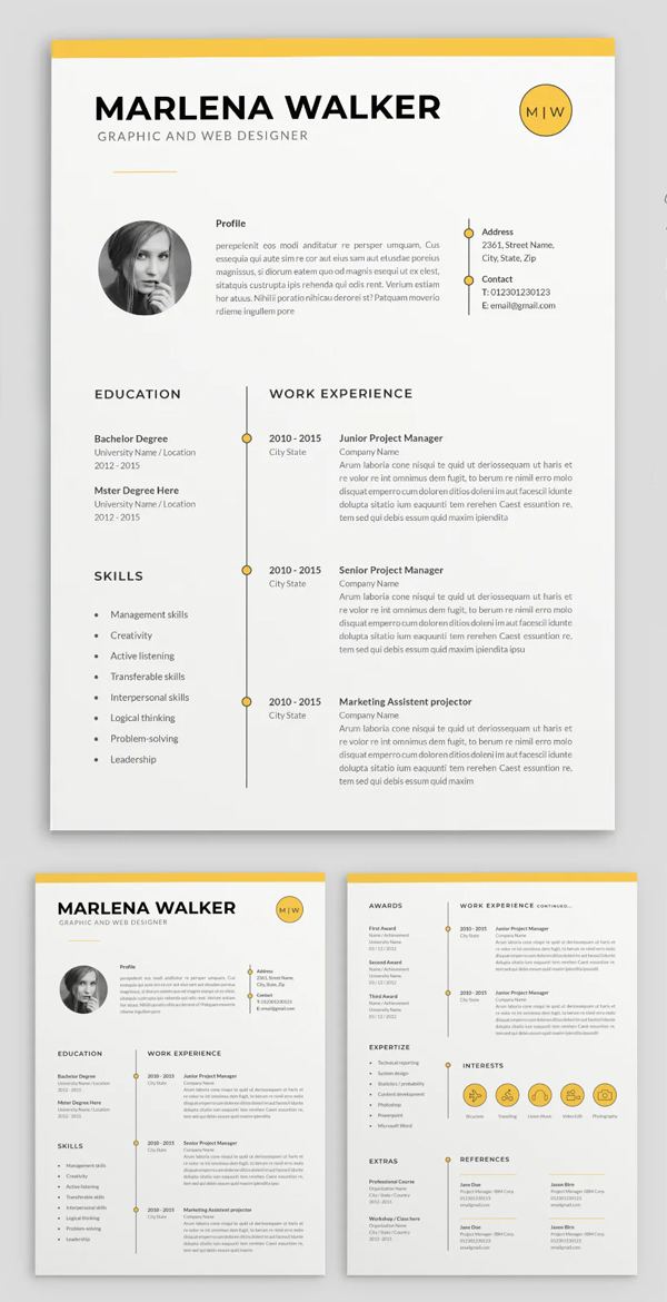 Simple and Clean Resume CV Templates