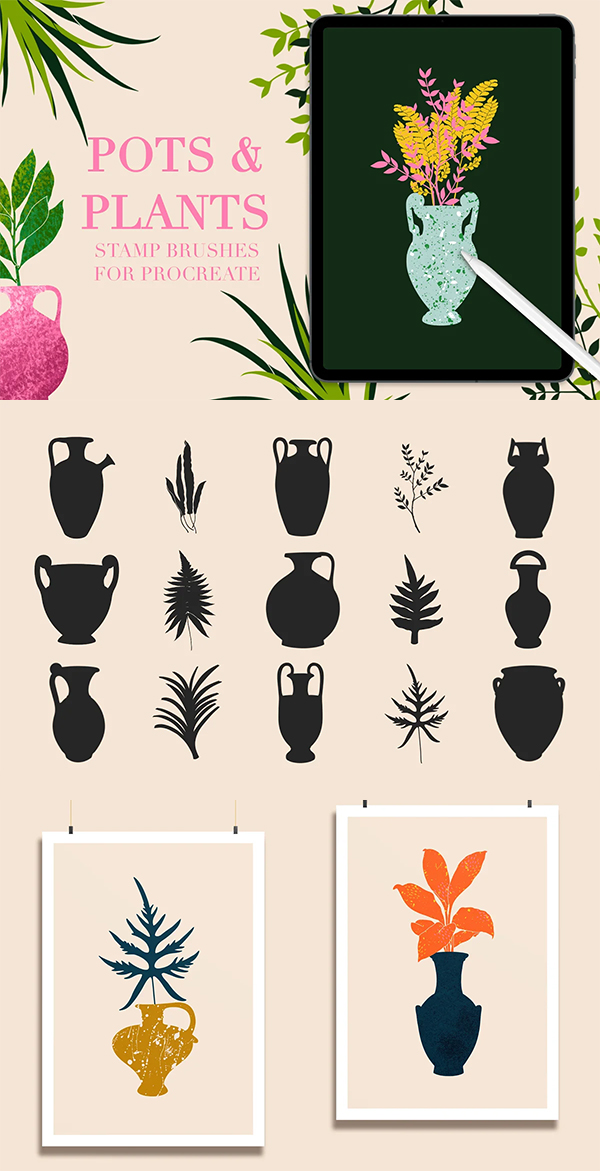 Pots and Plants Stamps for Procreate