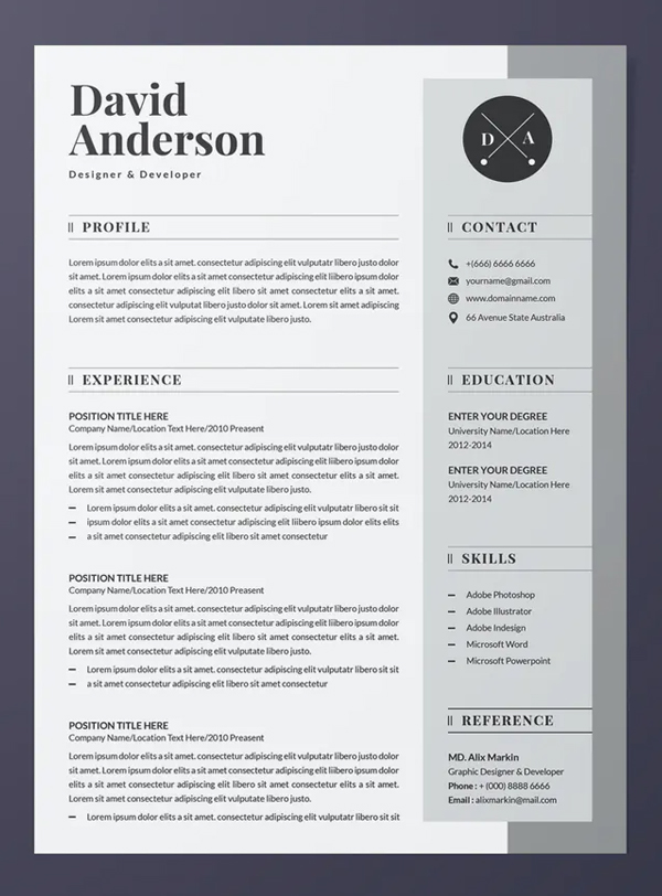 Single Page Resume and Cover Letter Template