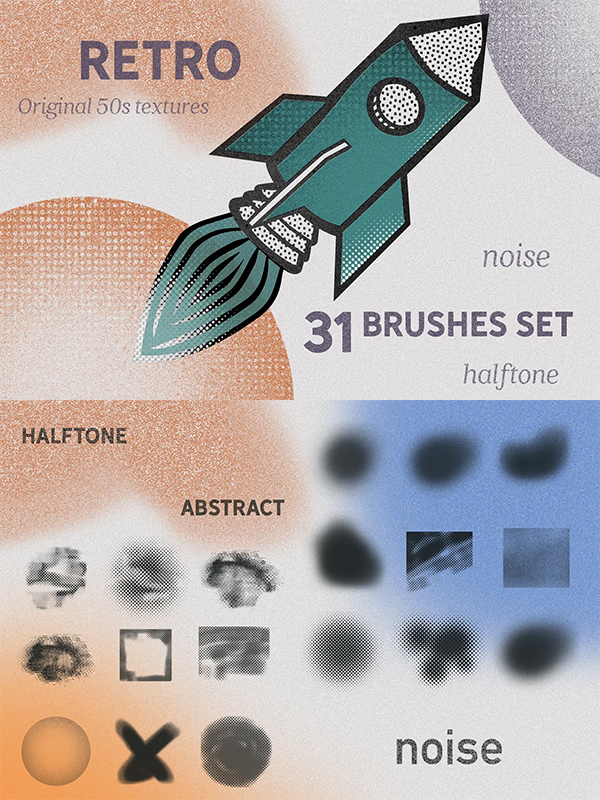 Retro Halftone Brushes Set
