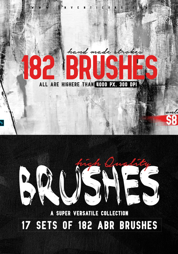 182 Hand Made Brushes For Photoshop