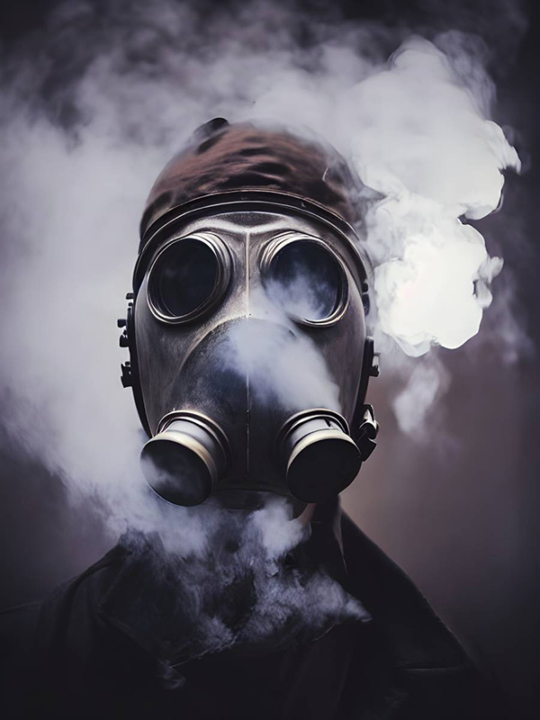 War protective mask smoke pollution danger physical structure men image