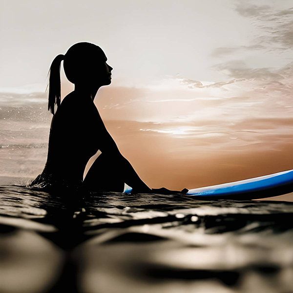 Surfboard summer sport outdoors nature sunset women image
