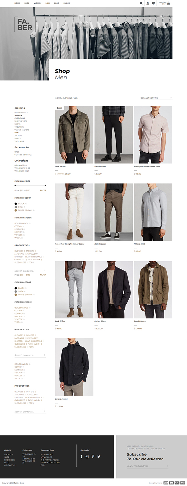 Faber – Woocommerce Fashion Shop & Blog WordPress Theme