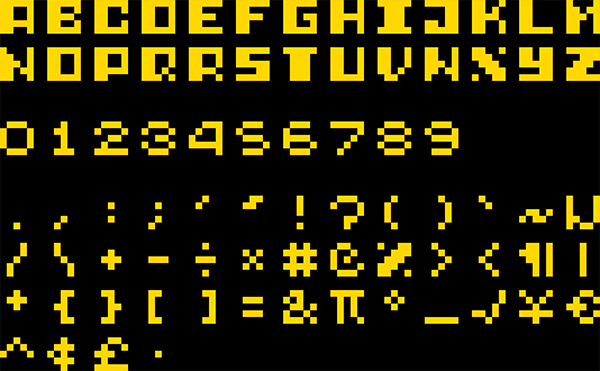 Pocod Pixel font letters