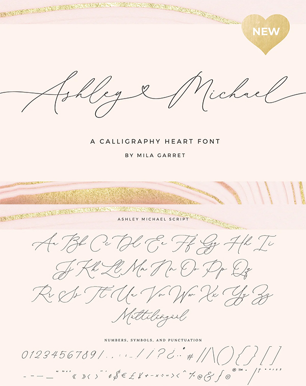 Ashley Michael Heart Wedding Script Font
