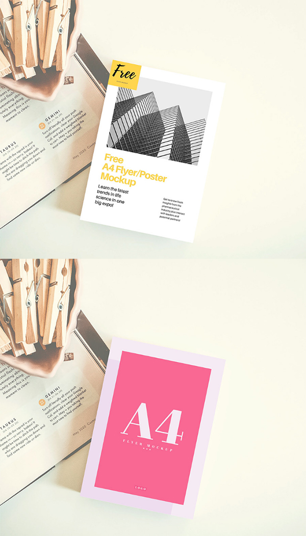 A4 Flyer Poster Mockup (PSD) Template Free Download