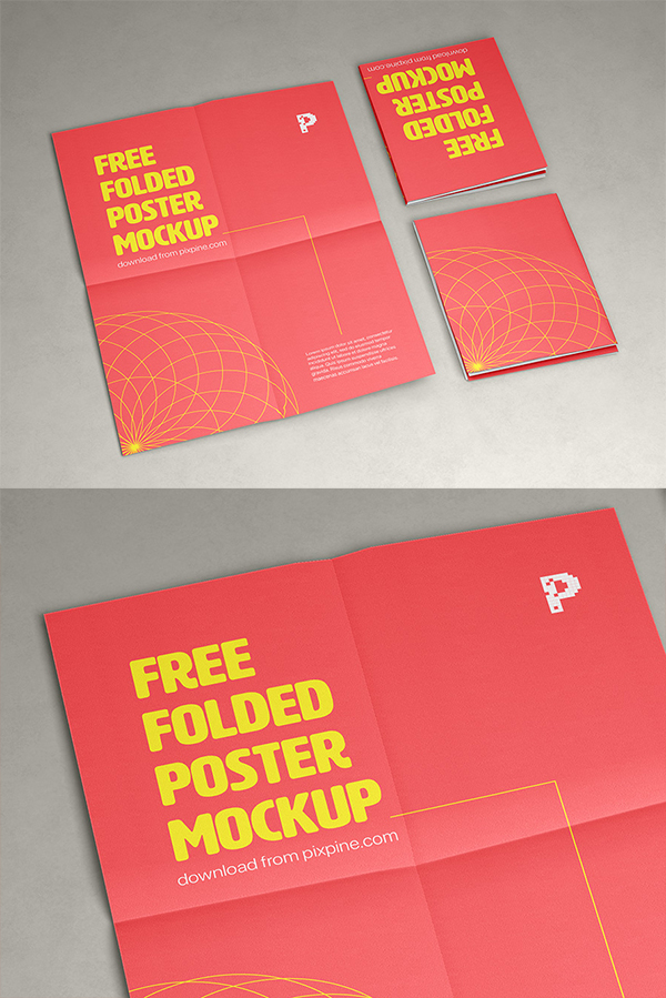 Free Folded Poster Mockup