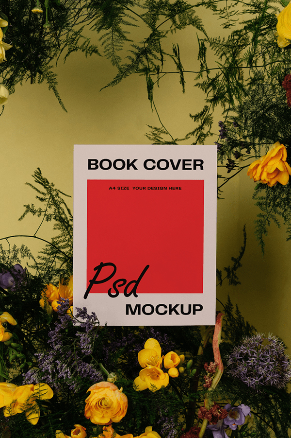 Free Book Cover Mockup with Background