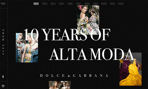 Dolce & Gabbana Alta Moda  - Website Design For Inspiration  