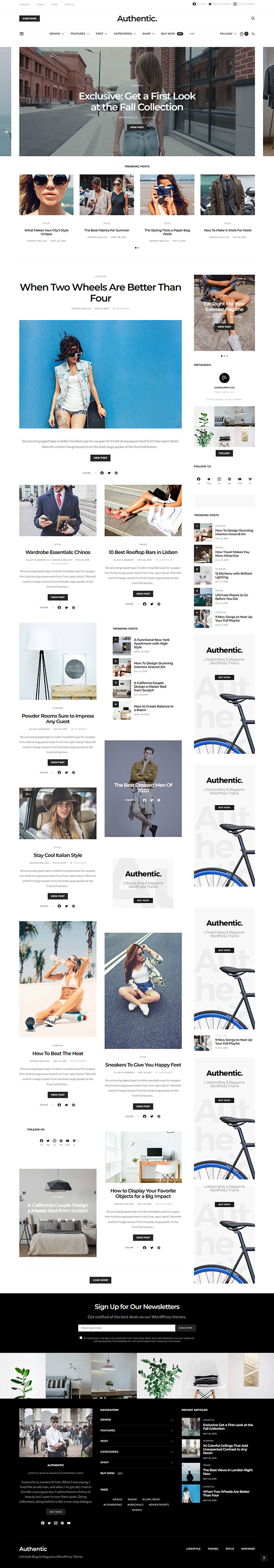Authentic – Lifestyle Blog & Magazine WordPress Theme