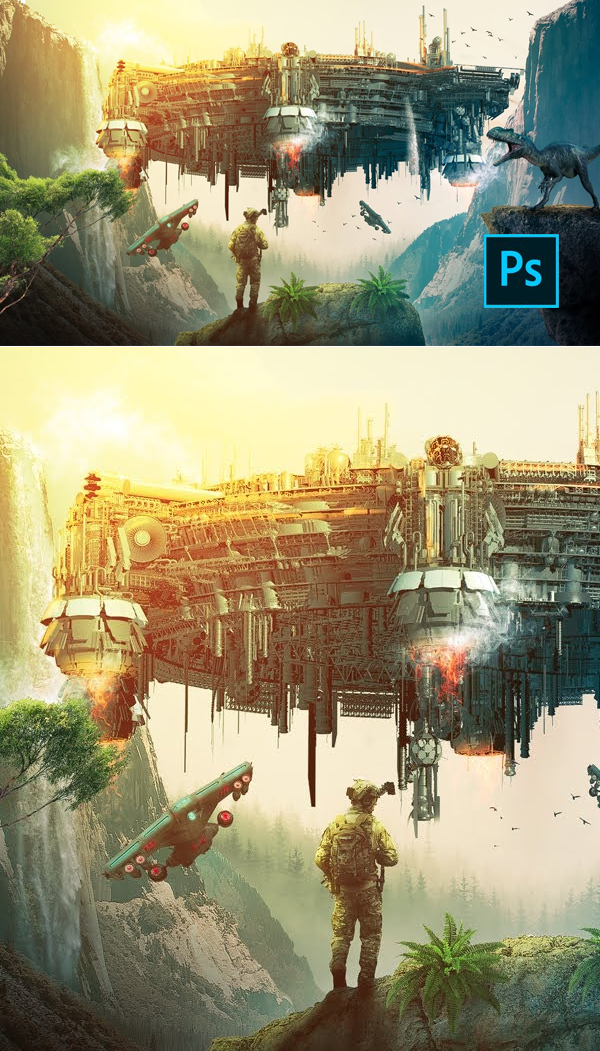 How to Create Scifi Spaceship Fantasy Art In Photoshop Tutorial