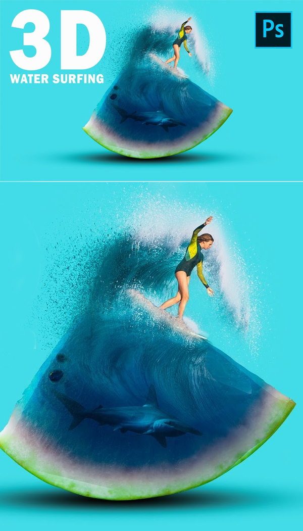 How to Create 3D Surfing And Transparent Effect In Photoshop Tutorial