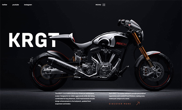 ARCH Motorcycle  - Website Design For Inspiration