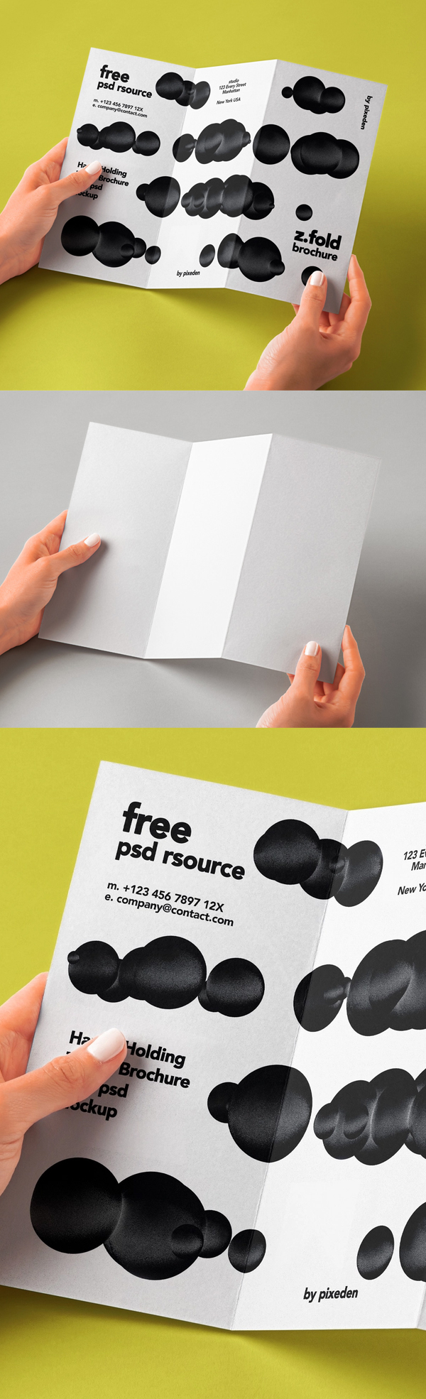 Free Hand Holding Folded Psd Brochure Mockup