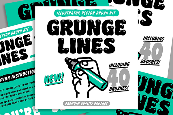 Grung Lines Brushes for Illustrator