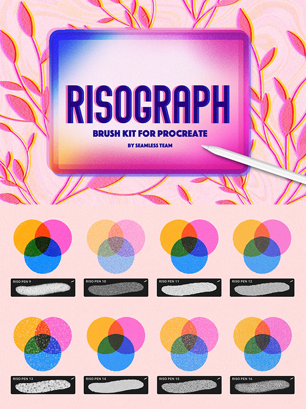 Risograph brush set for Procreate