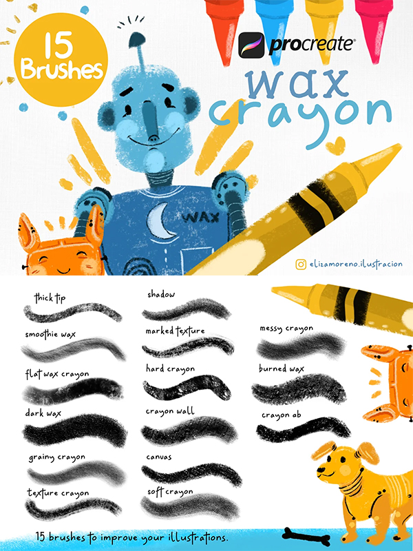 Wax Crayon brushes for Procreate