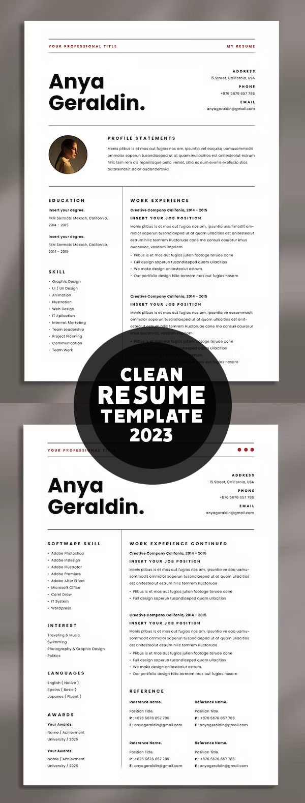 Clean Resume Templates (4 Pages)