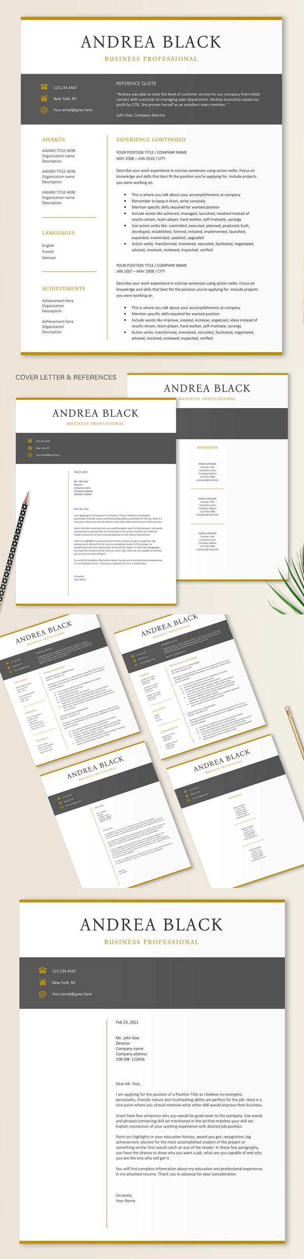 Black and Gold Resume Template