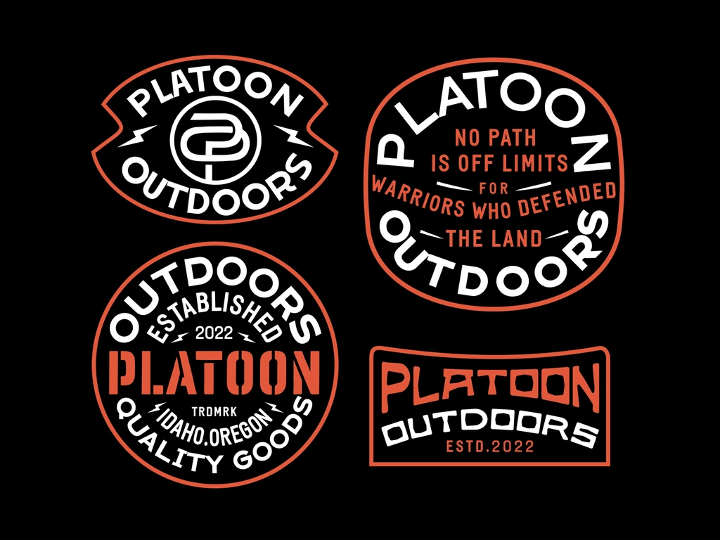 Platoon Outdoors Badges Design
