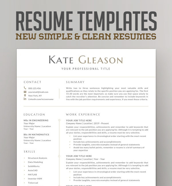 Resume Templates: New Simple, Clean Resumes