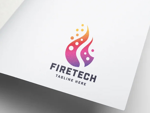 Fire Flame Tech Logo Template