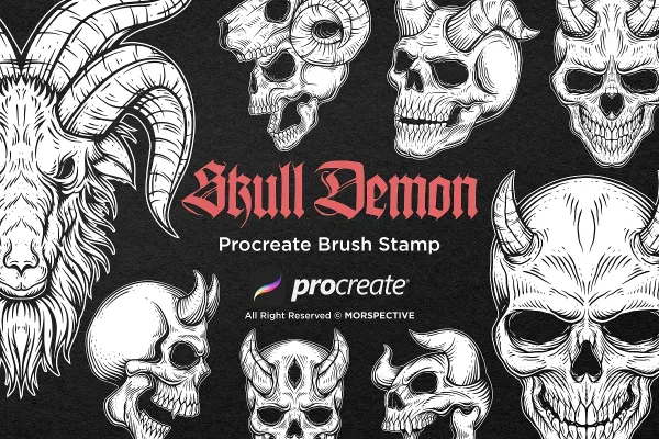 15 Gothic Skull Demon Tattoo Brush