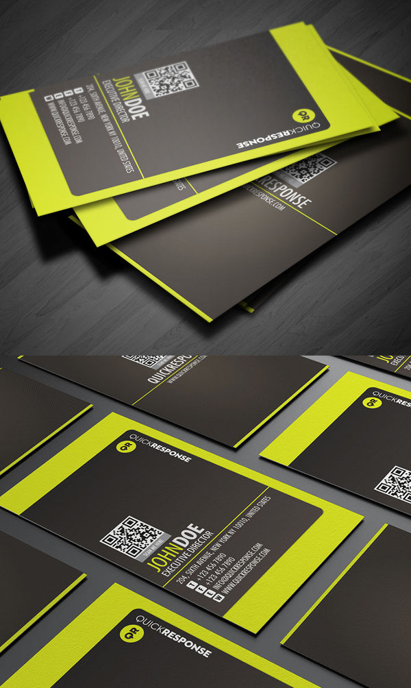 Neon Lime Green Business Card Design