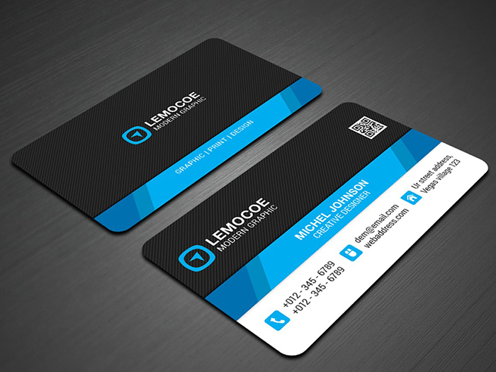 Business Card With Blue And Black