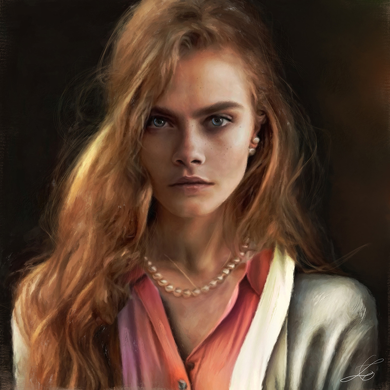 Cara Delevingne Digital Painting By Zbig Wolowiec