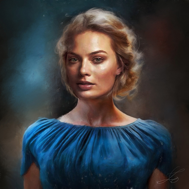 Margot Robbie Digital Painting By Zbig Wolowiec