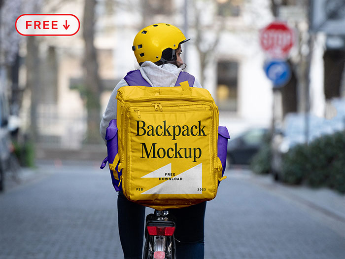Free Delivery Backpack Mockup