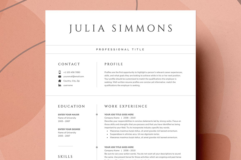 Resume For Word, Google Docs & Pages