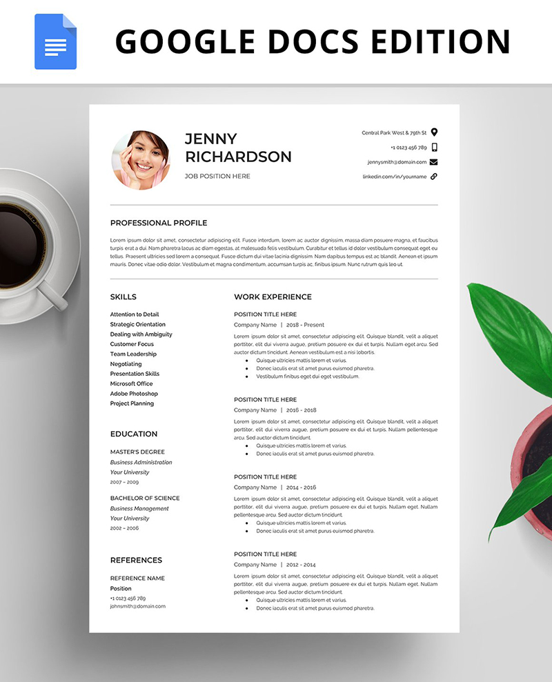 Pro Resume Template, Cv, Google Docs