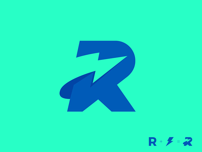 Letter R Negative Space Logo