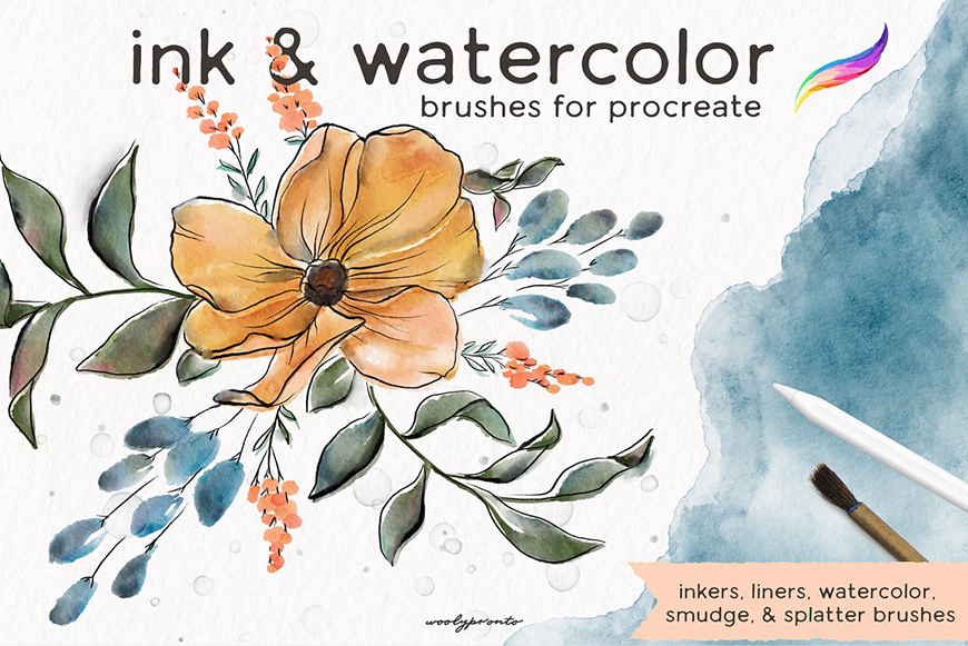 Ink & Watercolor Procreate Brushes