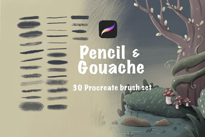 Pencil And Gouache Procreate Brush