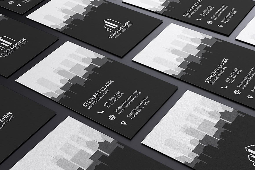 Balck And White Real Estate Business Card Template