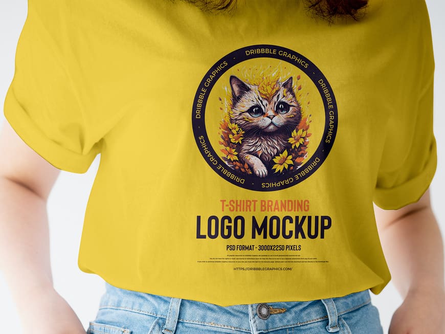 Free Girl TShirt Branding Logo Mockup
