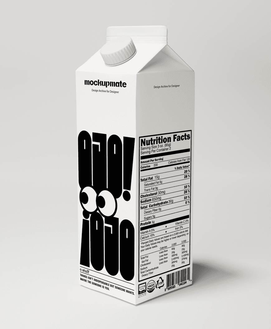 Free Milk Carton Package Mockup
