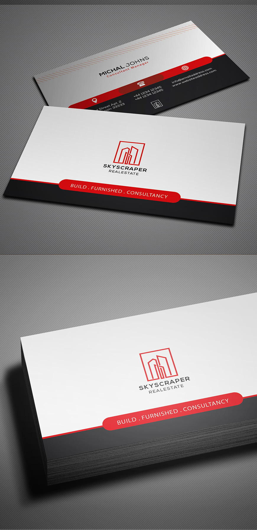 Free Modern Real Estate Business Card Psd Template