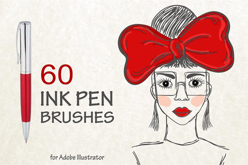 60 Ink Pen Vector Brushes