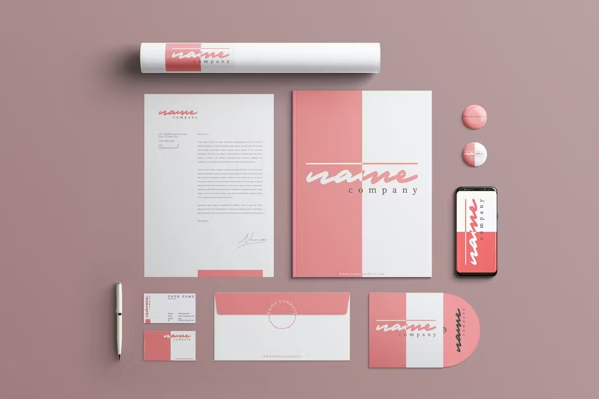 Pink Brand Identity Stationery Pack
