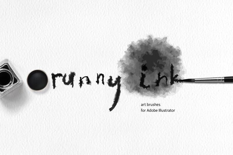 Runny Ink Brushes for Illustrator
