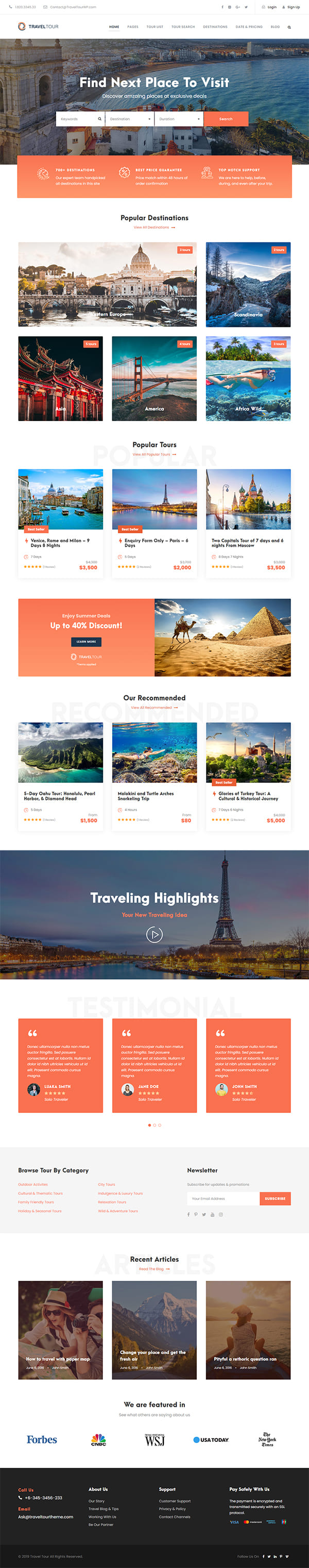 Travel Tour Booking WordPress