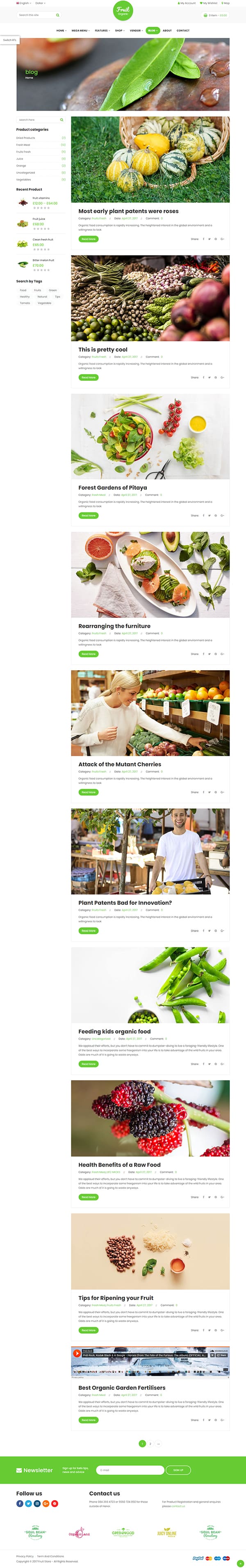 Fruit Shop – Organic Farm Food, Natural RTL Responsive WooCommerce WordPress Theme