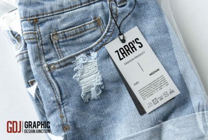 Free Jean Short with Tag Mockup