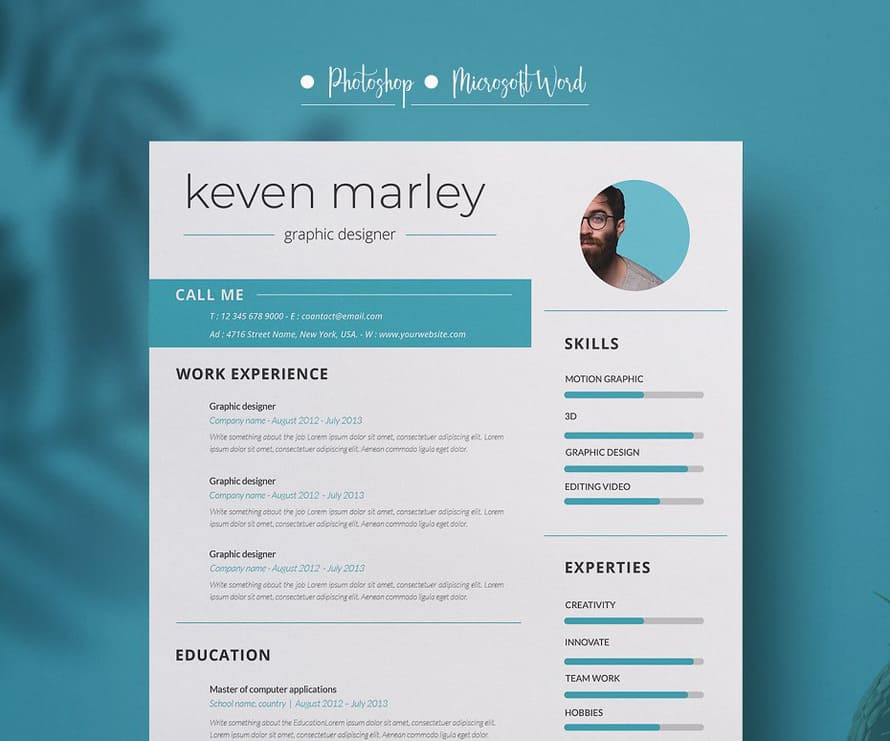 Resume Template Design (photoshop And Word)